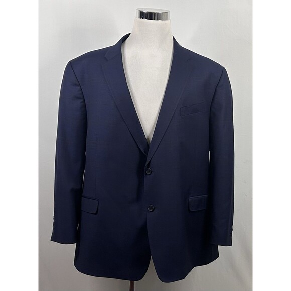 Tommy Hilfiger 54R Sport Coat Worsted Wool Blend Plaid Blue Two Button Vented - Picture 2 of 8